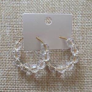 Clear Beaded Hoop Earrings